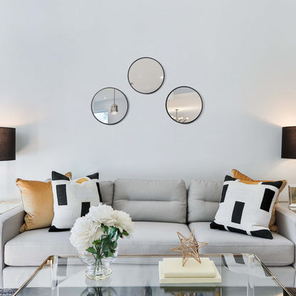 (4 Pack)  X Black round Small Decorative Wall Mirror for Bathroom or Living Room