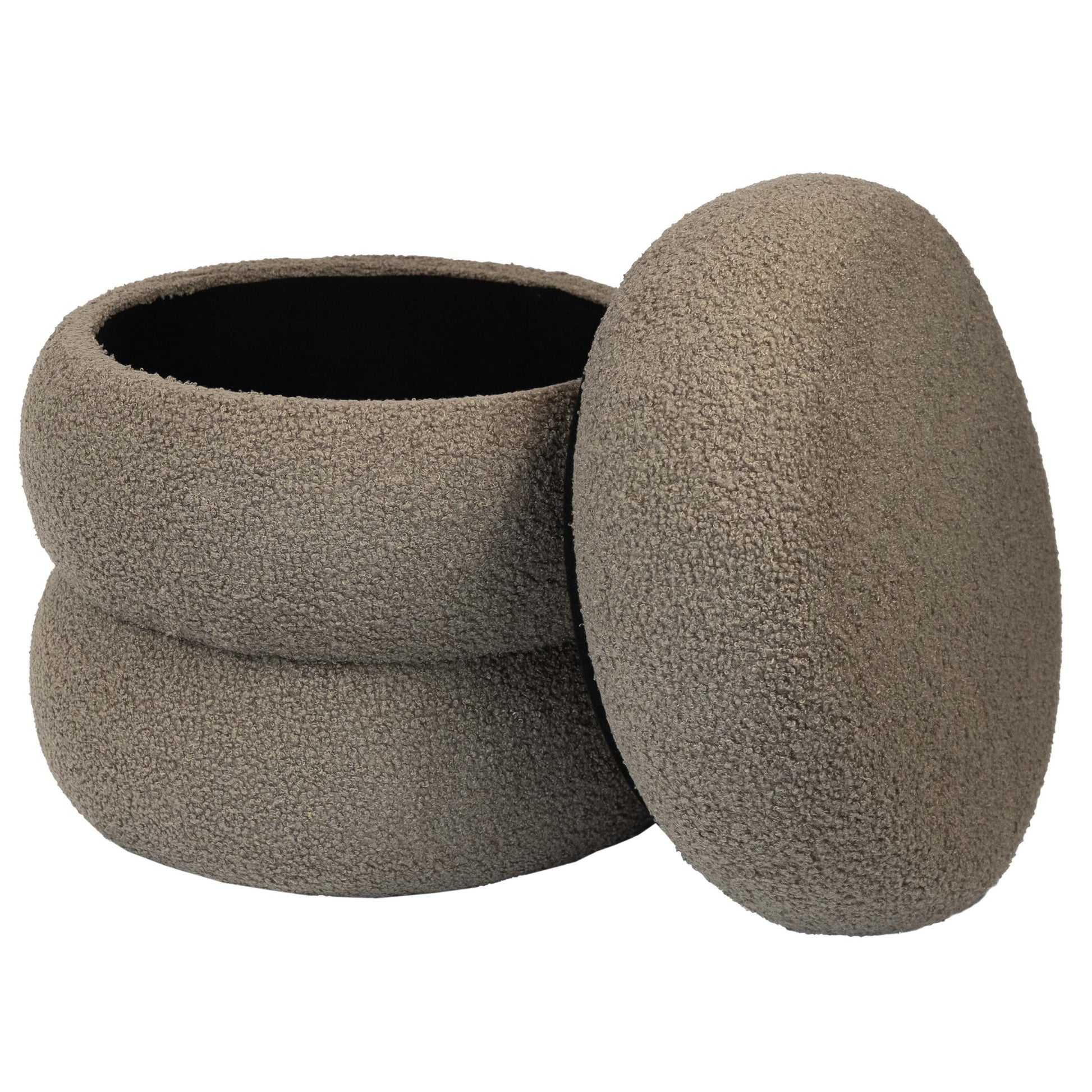 Boucle Cloud Storage Ottoman, Taupe