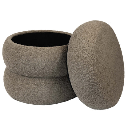 Boucle Cloud Storage Ottoman, Taupe
