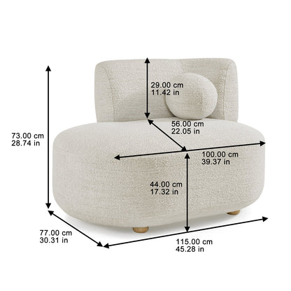 Juliet Modern Boucle Chaise & Storage Ottoman, Pearl
