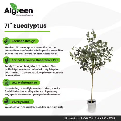 71 In. Artificial Eucalyptus 412 Lv (9 In. X 8 In. H Pot; 70 In. X 71 .3 In. H)