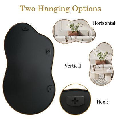 Irregular Wall Mirror 46"X26" Cloud Shaped Mirrors for Bathroom, Gold Aluminum Alloy Frame