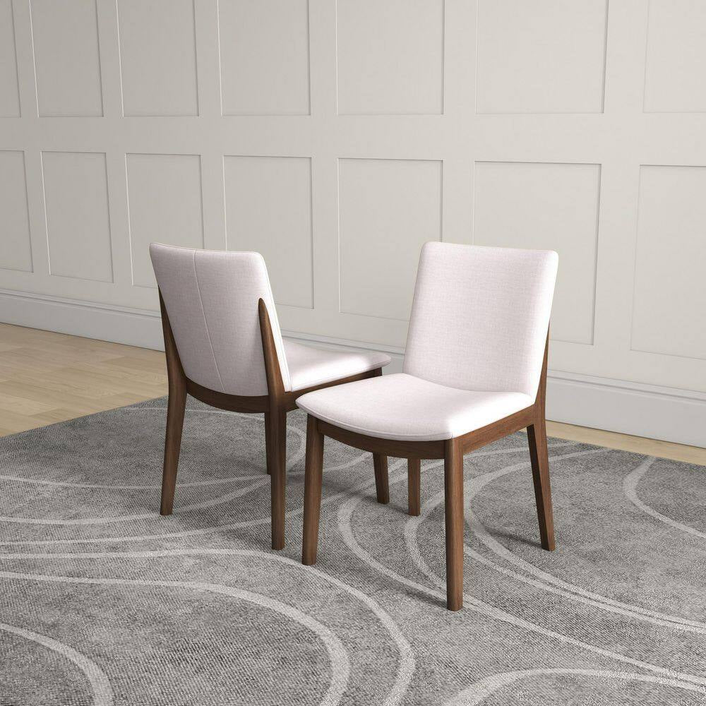 Valentine Mid-Century Modern Beige Fabric Dining Chair (Set of 2)