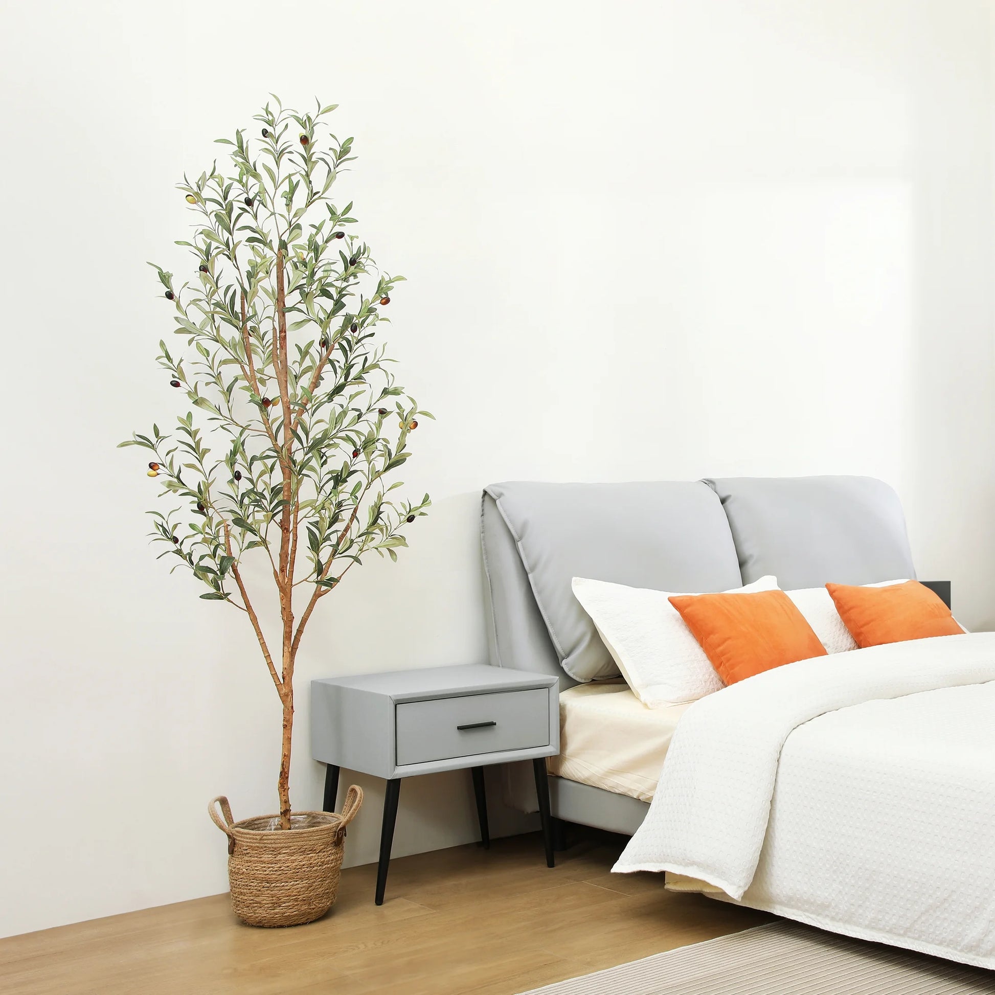 2 Pack 6 Ft Artificial Olive Plants with Realistic Leaves and Natural Trunk, Silk Fake Olive Tree in Black Plastic Pot, Faux Olive Tree for Office Home