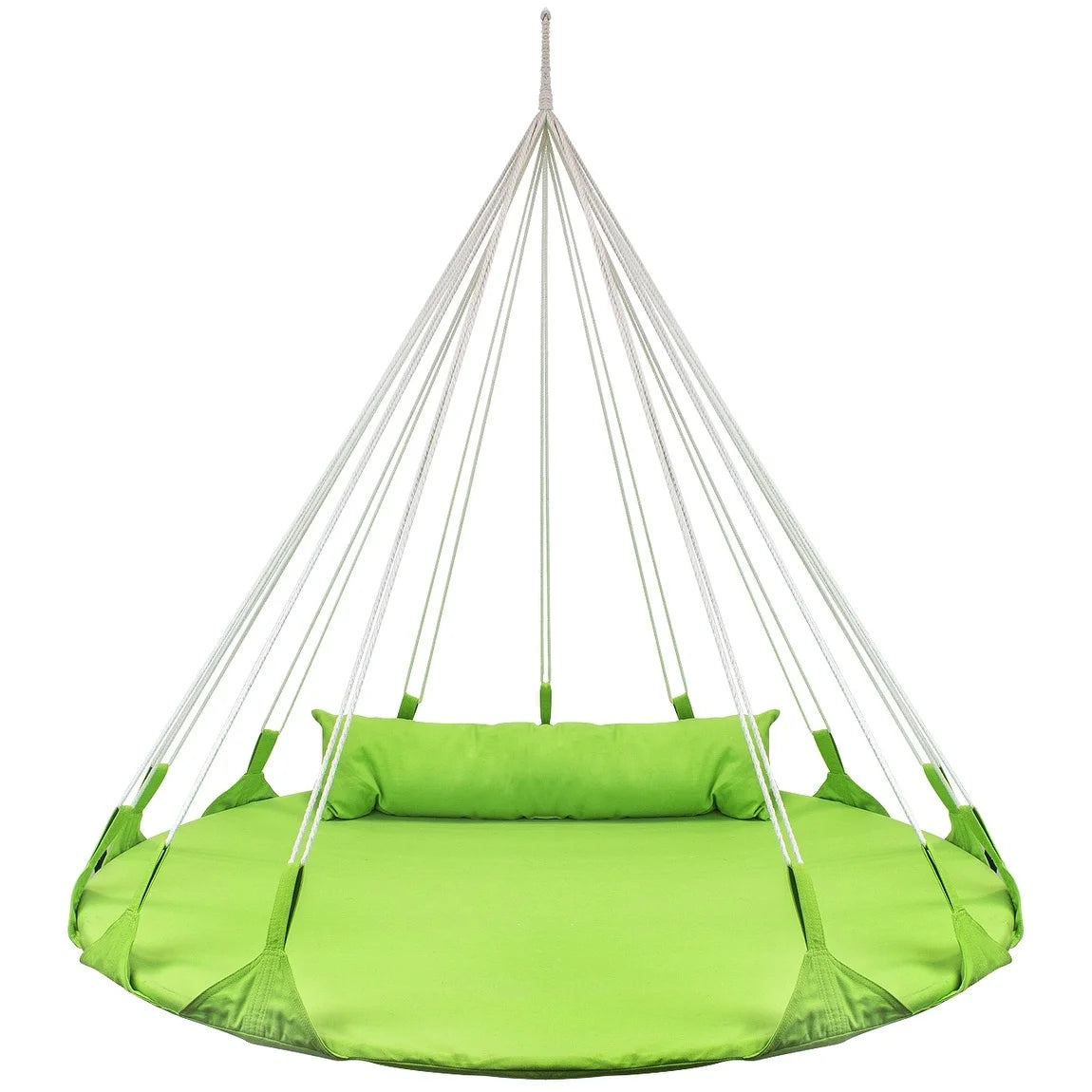 Hanging Swing Nest with Pillow, Double Hammock Daybed Saucer Style Lounger Swing, 264 Pound Capacity Green