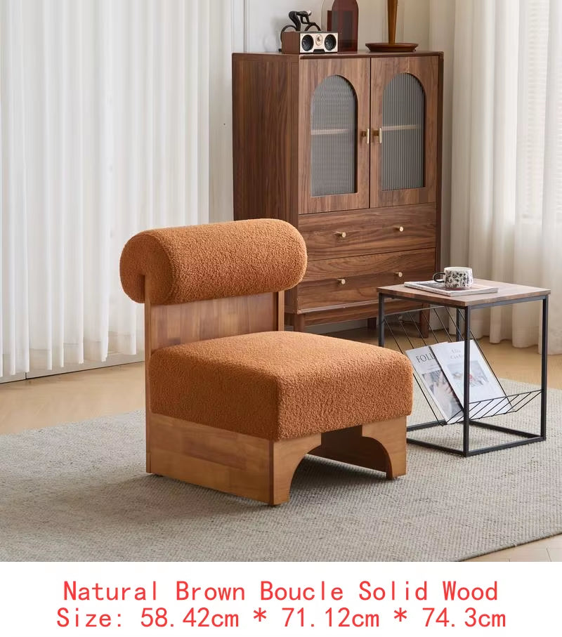 Modern Boucle Lounge Chair, Solid Wood Frame, Rolled Backrest, Soft Durable Boucle Upholstery, Perfect for Living Room,