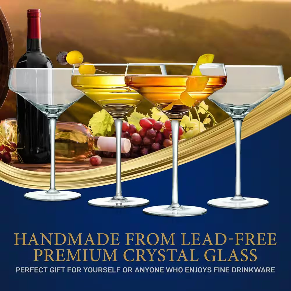 10 Oz. Crystal Martini Wine Glass Set (Set of 4)