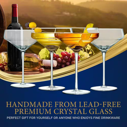 10 Oz. Crystal Martini Wine Glass Set (Set of 4)