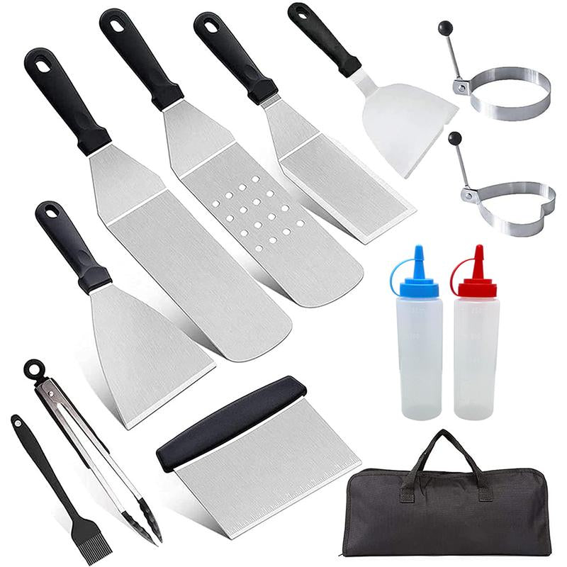 Griddle Accessories Kit,12Pcs Grilling Accessories Set,Flat Top Griddle Accessories Set for Outdoor BBQ Teppanyaki