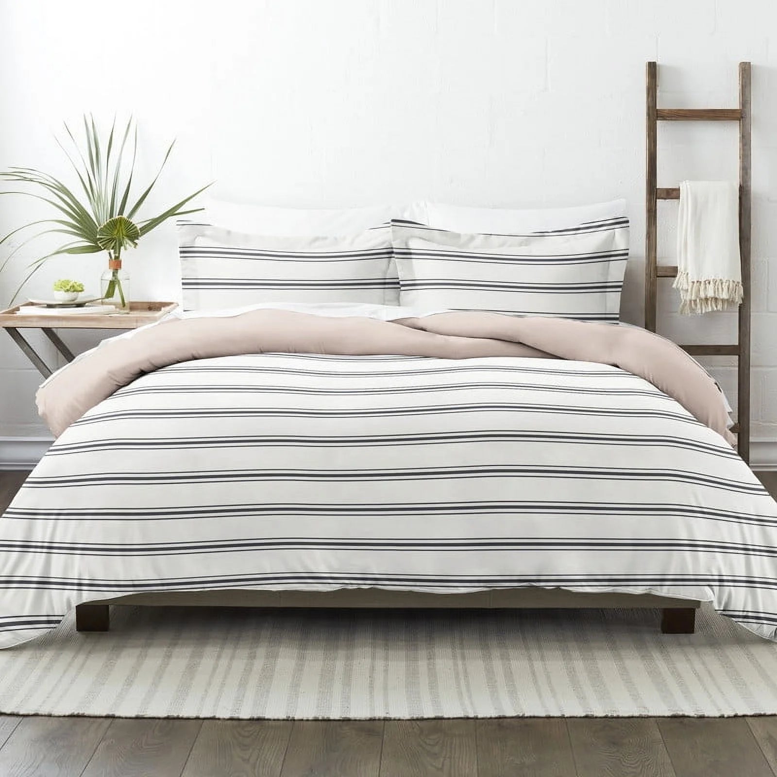 Rose Desert Stripe Reversible 2-Piece Duvet Cover Set, Twin/Twin XL
