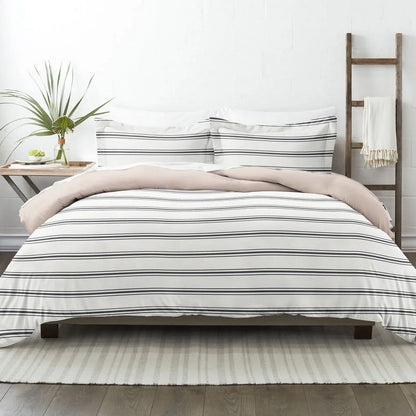 Rose Desert Stripe Reversible 2-Piece Duvet Cover Set, Twin/Twin XL