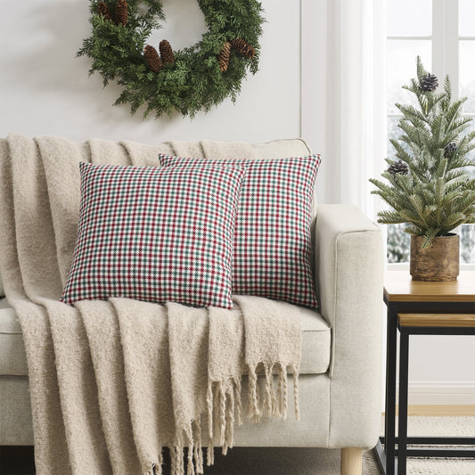 18" X 18" Multi Holiday Houndstooth Decorative Pillows (2 Count)