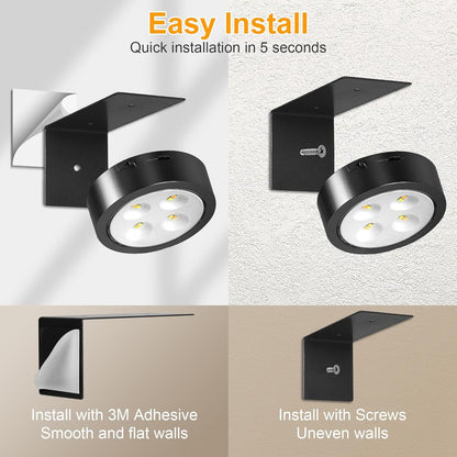 3-Pack Picture Lights for Wall, Rechargeable Battery Operated LED Painting Light