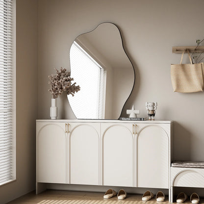 24" X 32" Vanity Mirror Wall Wavy Mirror Bathroom Mirror Decor , Black