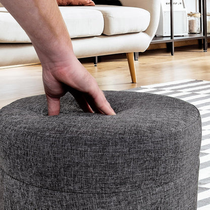 Cushioned Fabric Ottoman Hidden Storage Chest Footrest Chair, Padded Seat for Bedroom, Dorm, Loft, Living Room, Entryway, Hallway, Modern Gray, 15.6" Wobble