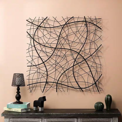 Large Metal Black Abstract Square Wall Art