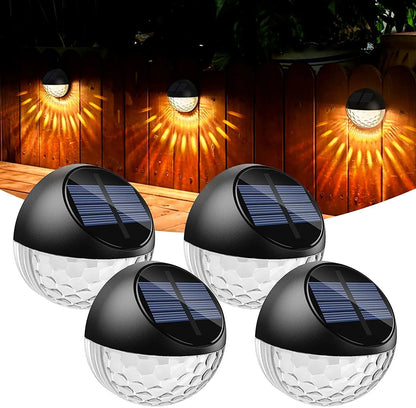 Solar Fence Lights,  4 Pack LED Solar Wall Lights Outdoor, IP65 Waterproof Solar Deck Lights for Wall Deck Post Patio Yard Stairway Path Porch, Warm White