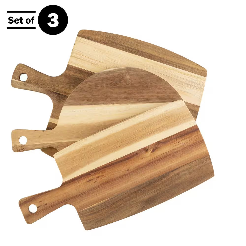 3-Piece Acacia Wood Cutting Board Set with Handles