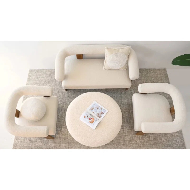 Petruna 54'' Upholstered Solid round Armrest Loveseat