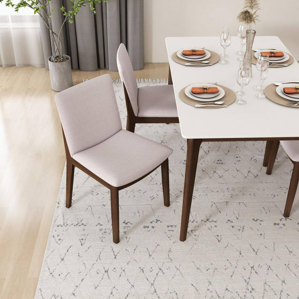 Valentine Mid-Century Modern Beige Fabric Dining Chair (Set of 2)