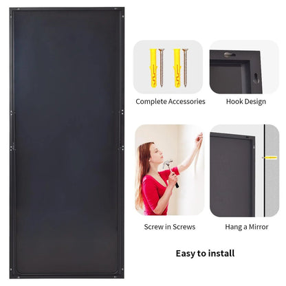 65"X 24" Floor Mirror Full Length Mirror Bedroom Floor Body Mirror with Stand,Black
