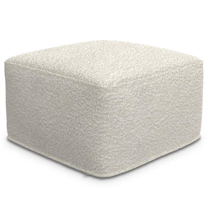 Chantal Contemporary Square Pouf in Ivory Boucle
