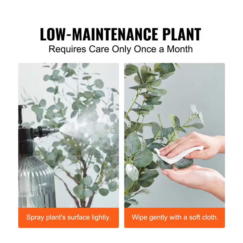 6 Ft. Artificial Eucalyptus Tree Tall Faux Plant Secure PE Material and Anti-Tip Tilt Protection Low-Maintenance Plant