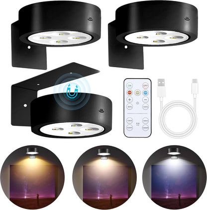 3-Pack Picture Lights for Wall, Rechargeable Battery Operated LED Painting Light