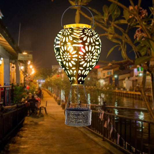 Solar Hot Air Balloon Lantern, Hanging Lanterns Outdoor Waterproof Decorative Me