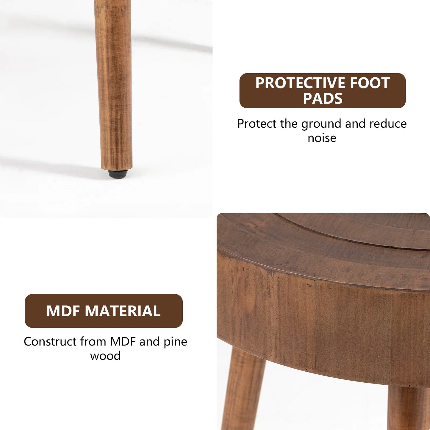 2-Piece Modern MDF Wood Nesting Coffee Table with Handcrafted Wood Ring Motif for Living Room