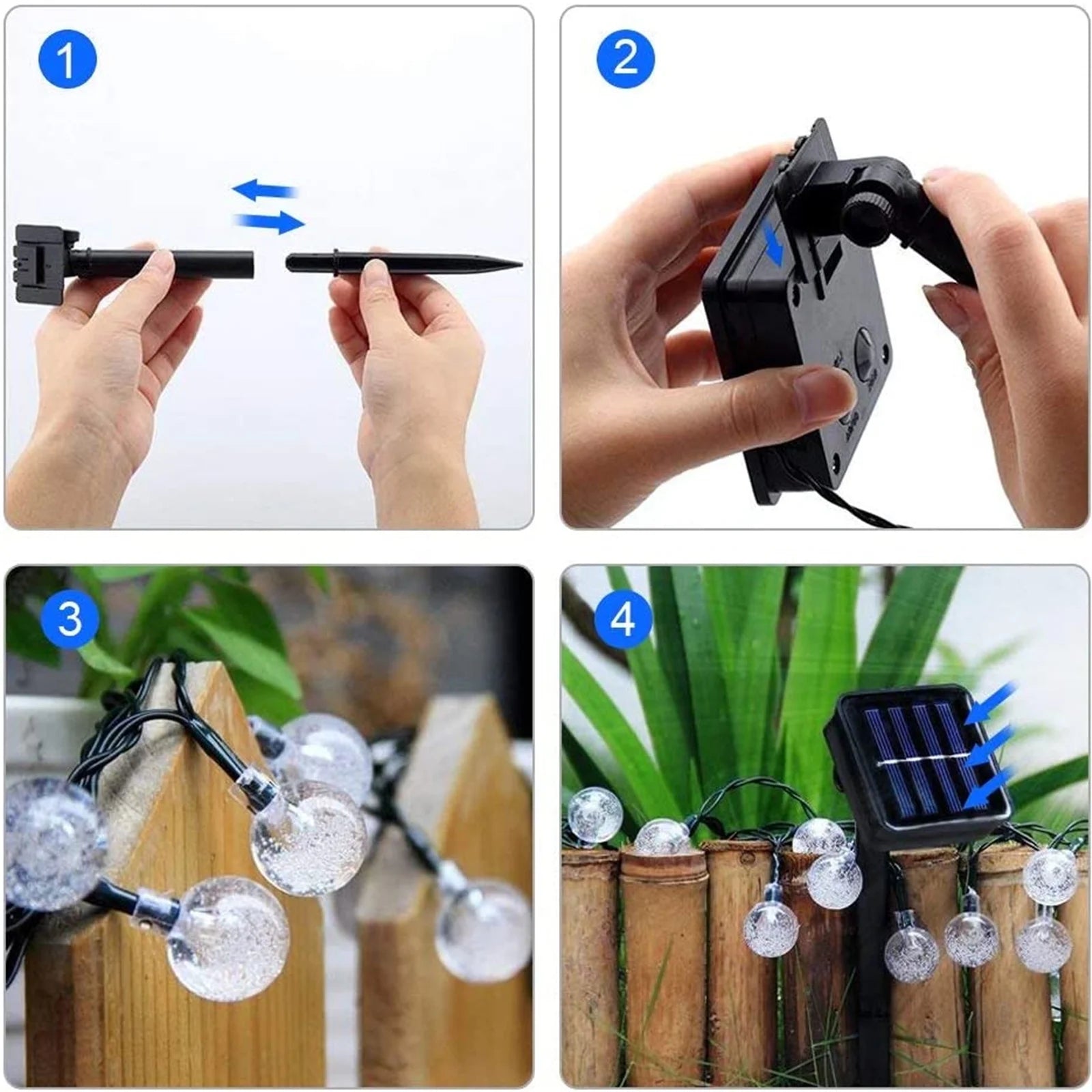 Solar String Lights Outdoor, 35.6Ft 60 LED Globe String Lights, Waterproof 8 Modes Solar Powered Patio Lights for Garden, Porch, Wedding Decorations (White)