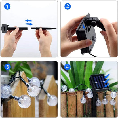 Solar String Lights Outdoor, 35.6Ft 60 LED Globe String Lights, Waterproof 8 Modes Solar Powered Patio Lights for Garden, Porch, Wedding Decorations (White)
