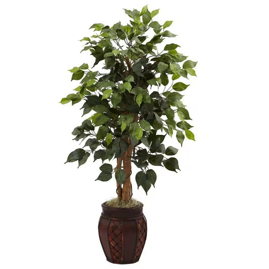 44 In. Artificial Ficus Tree with Decorative Planter