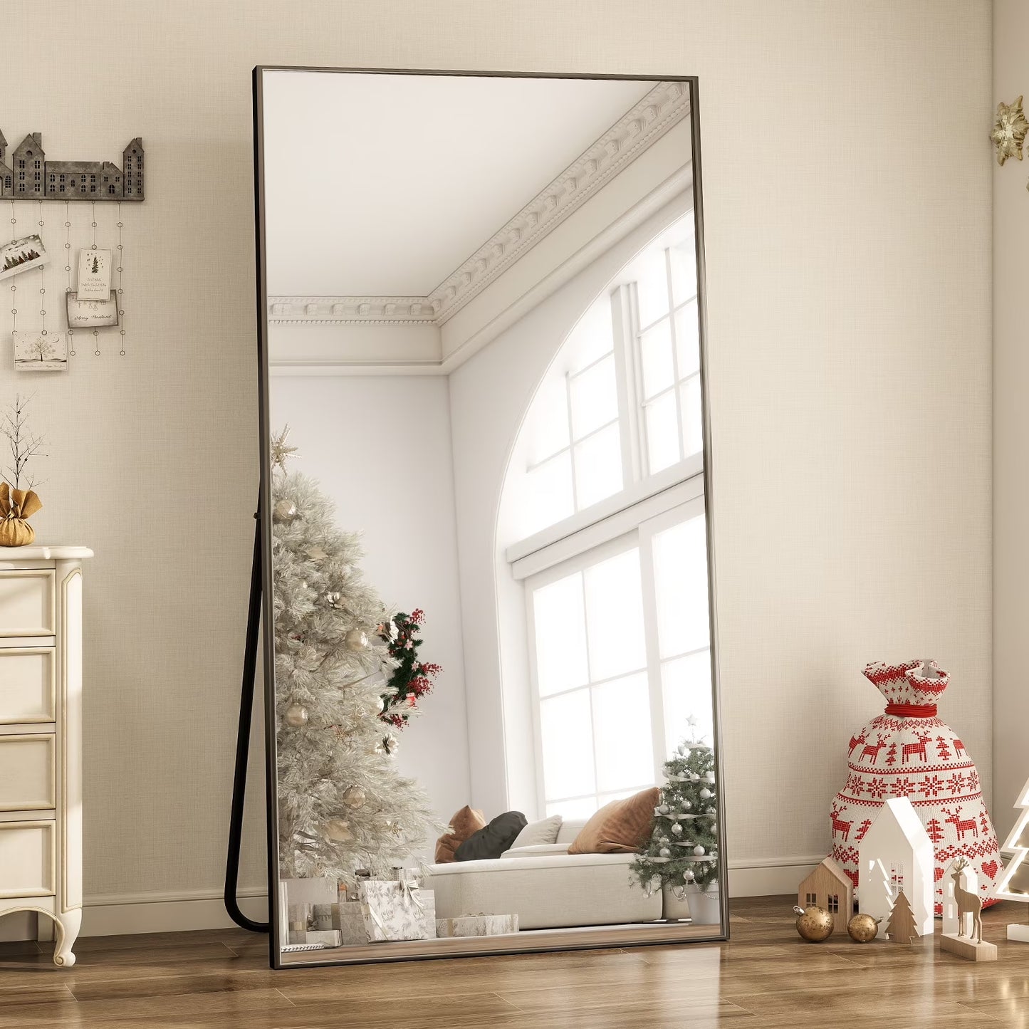 76"X34" Oversized Full Length Mirror Rectangle Wall Mirror Floor Mirrors for Leaning, Black
