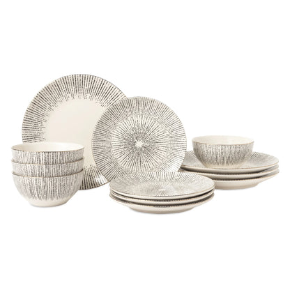 Riley 12-Piece Ceramic Dinnerware Set