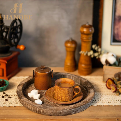Decorative Candle Tray Decor: round Wooden Trays for Decor，Farmhouse Coffee Table Tray Decor Centerpiece