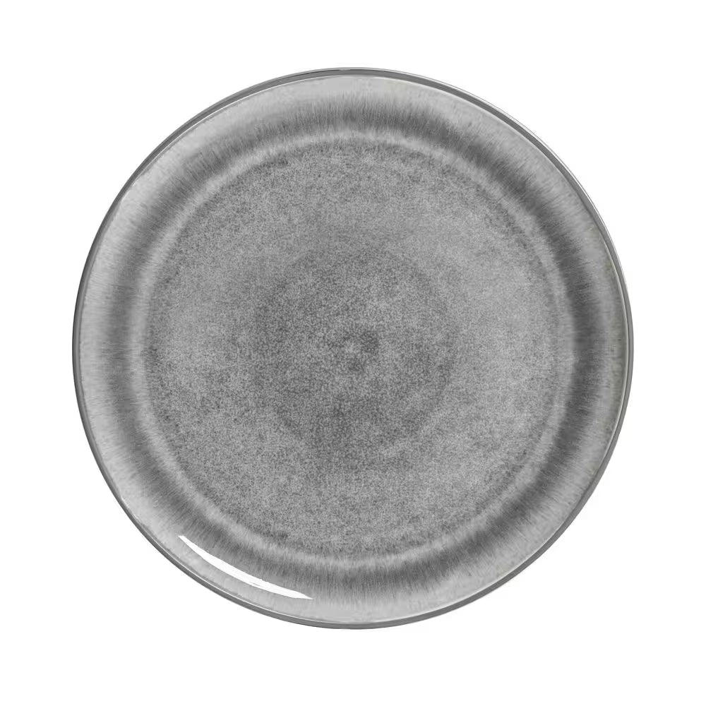 Asher Gray 12-Piece Stoneware Dinnerware Set, Round, Microwave and Dishwasher Safe