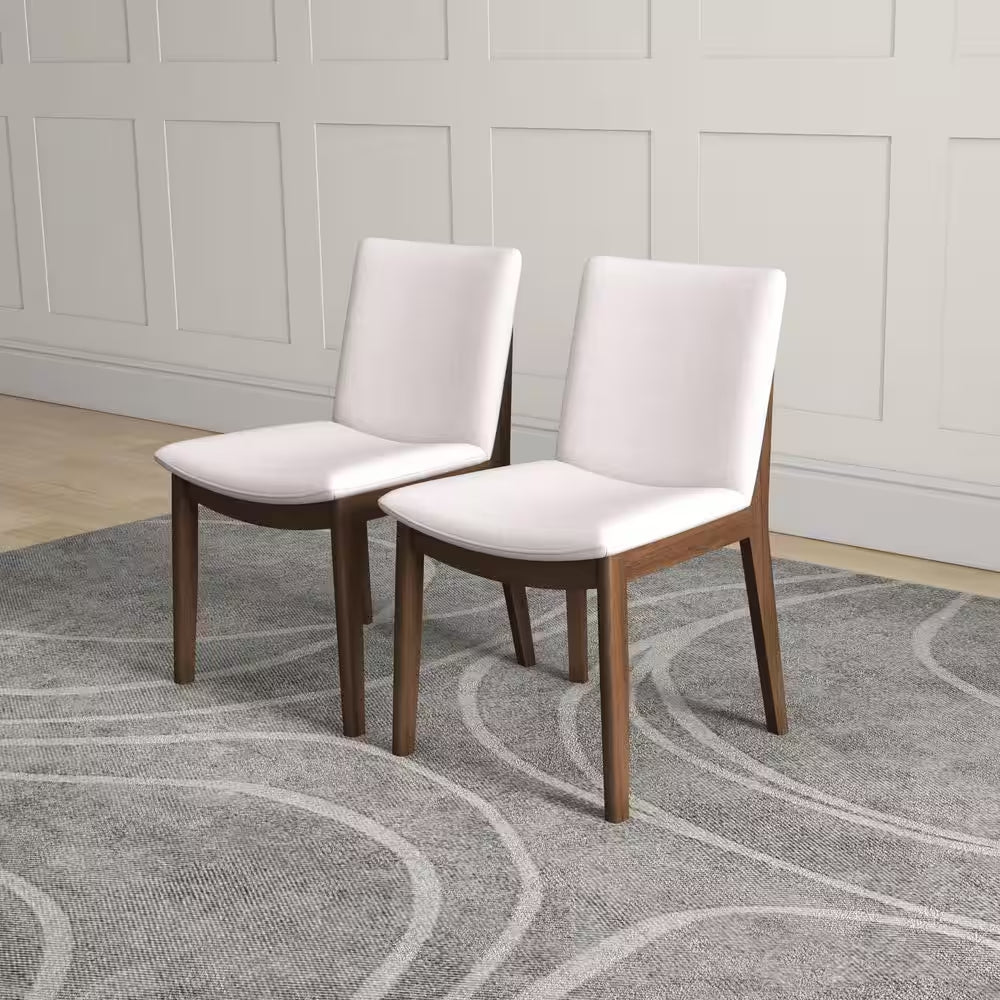 Valentine Mid-Century Modern Beige Fabric Dining Chair (Set of 2)