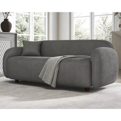3 Seater Sofa, Modern Couch with Soft Boucle Upholstered, Comfy Cloud Sofa Couch for Living Room Home Office Sherpa Curved Couch
