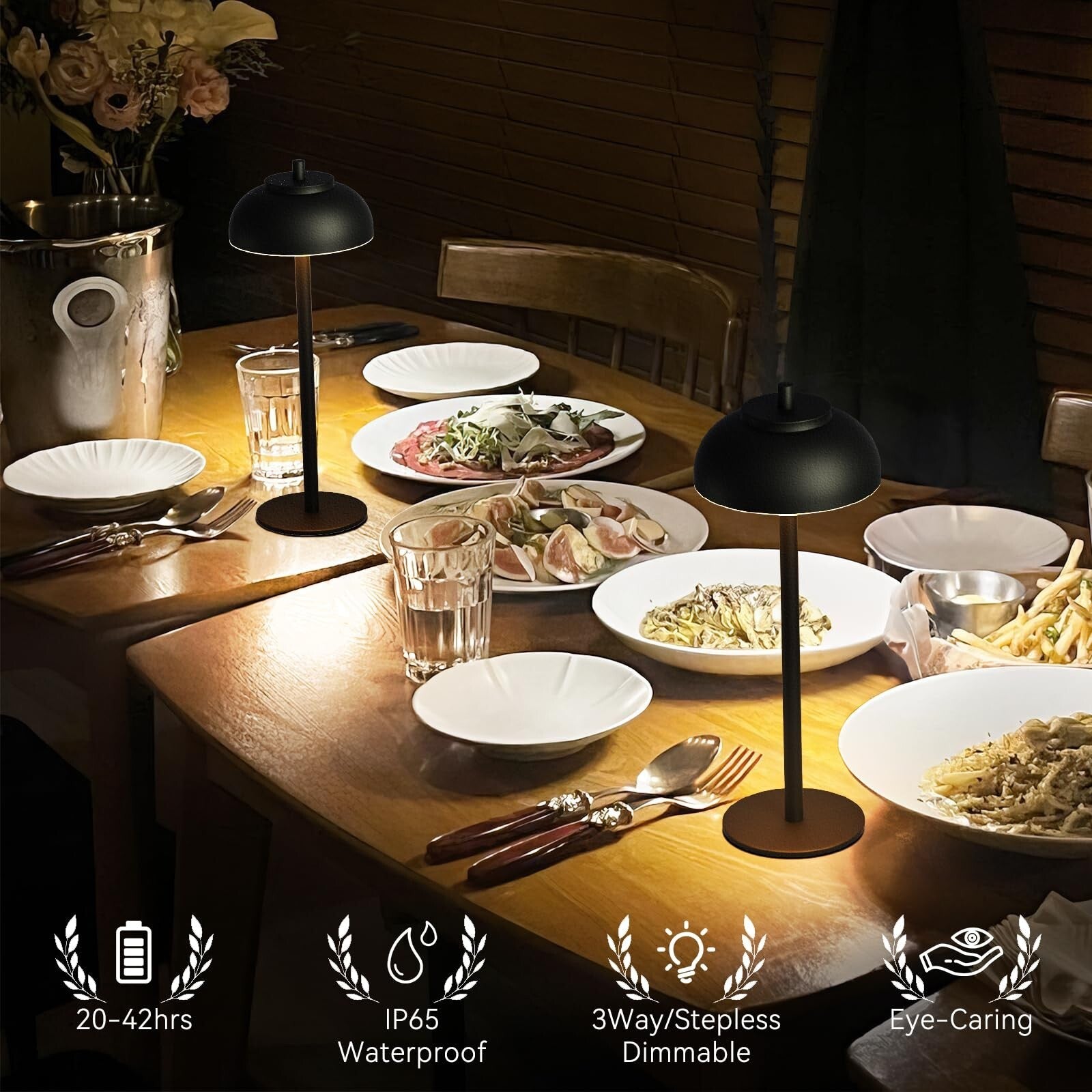 2 Pack Led Cordless Table Lamps Rechargeable,T