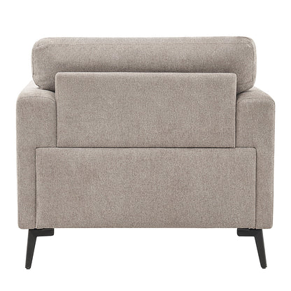 Accent Chair Set of 2, 37.8" Wide Linen Upholstered Living Room Armchairs, Modern Comfy Fabric Lounge Arm Chairs for Bedroom, Light Brown
