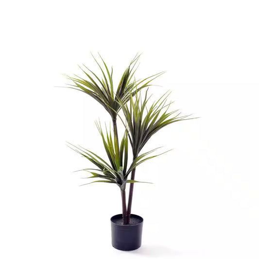 39 In. GREEN Artificial DRACAENA in BLACK PLANTER POT