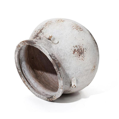 Luxenhome off White Rustic Cauldron Mgo Planterpot
