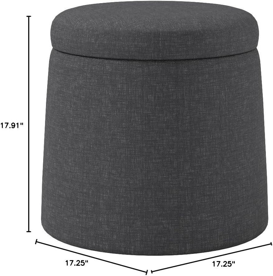 Cushioned Fabric Ottoman Hidden Storage Chest Footrest Chair, Padded Seat for Bedroom, Dorm, Loft, Living Room, Entryway, Hallway, Modern Gray, 15.6" Wobble