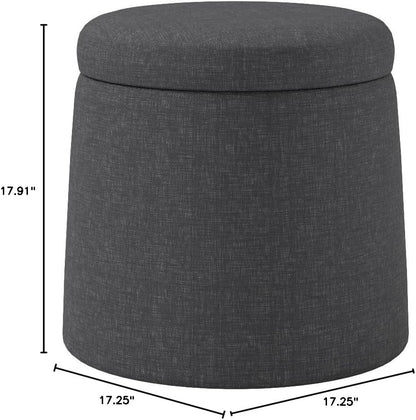 Cushioned Fabric Ottoman Hidden Storage Chest Footrest Chair, Padded Seat for Bedroom, Dorm, Loft, Living Room, Entryway, Hallway, Modern Gray, 15.6" Wobble