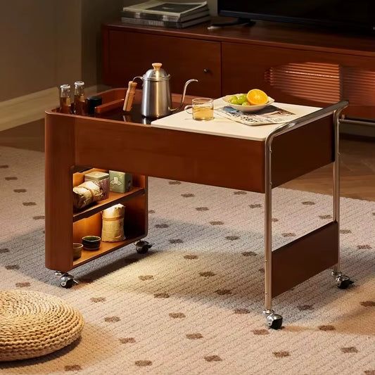 N3182 Simple Modern Solid Wood Living Room Furniture Movable Multifunctional Sofa Side Cabinet Corner Table