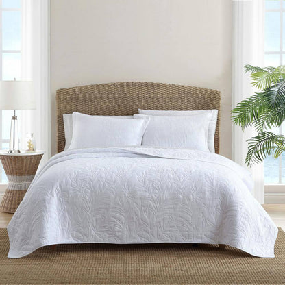 Solid Costa Sera Stitch 1-Piece White Solid Cotton Twin Quilt