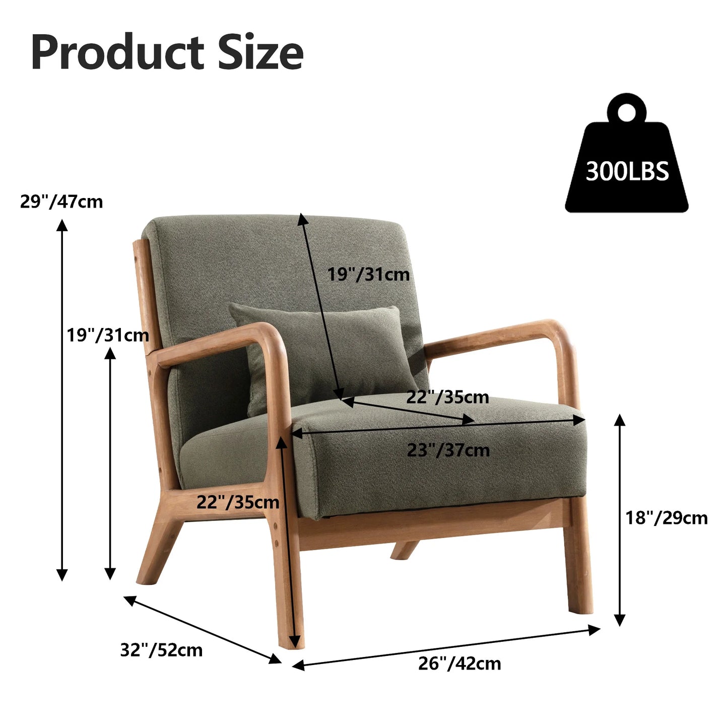 Mid Century Modern Accent Chair, Green