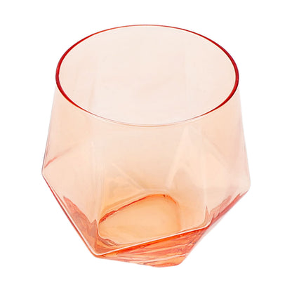 Just Feed Me by  4-Piece 15-Ounce Stemless Wine Glass Set, Peach Amber