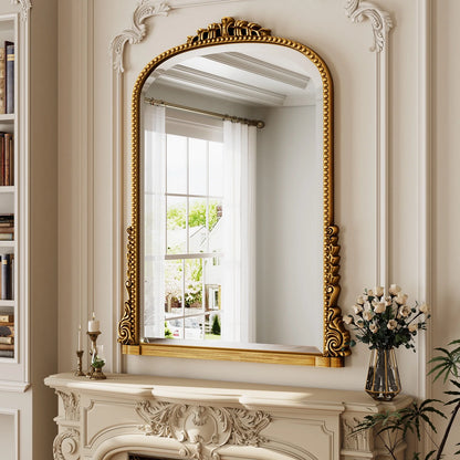32"X 24" Arched Vanity Mirror Decor Wall Mirror for Bathroom,Antique Gold